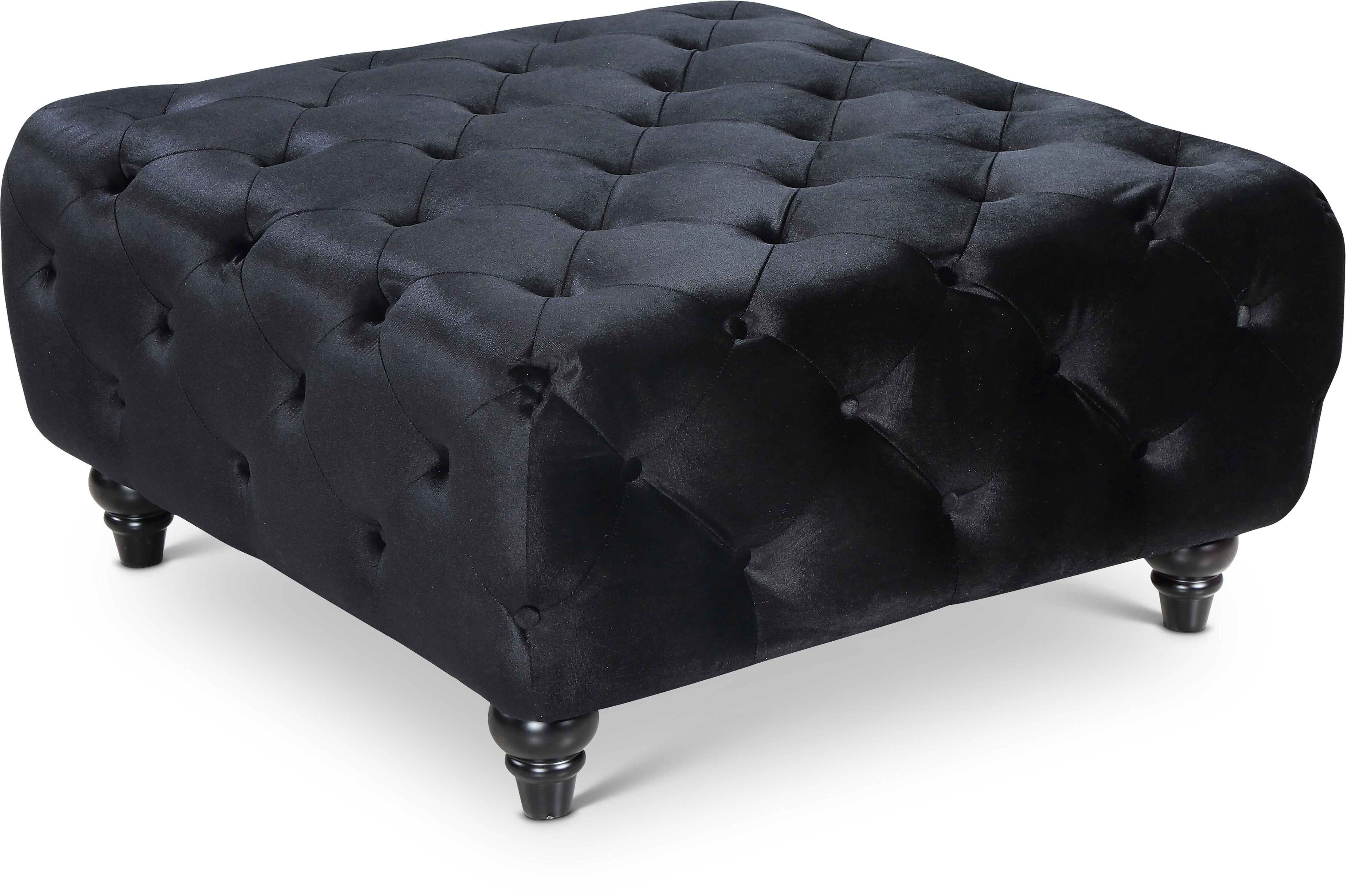 Chesterfield Black Velvet Ottoman