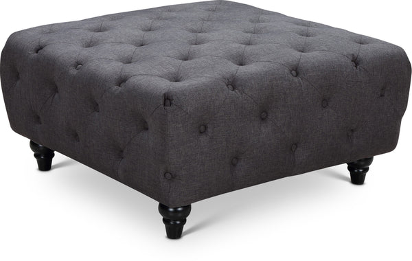 Chesterfield Grey Linen Textured Ottoman