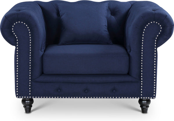 Chesterfield Navy Linen Textured Chair