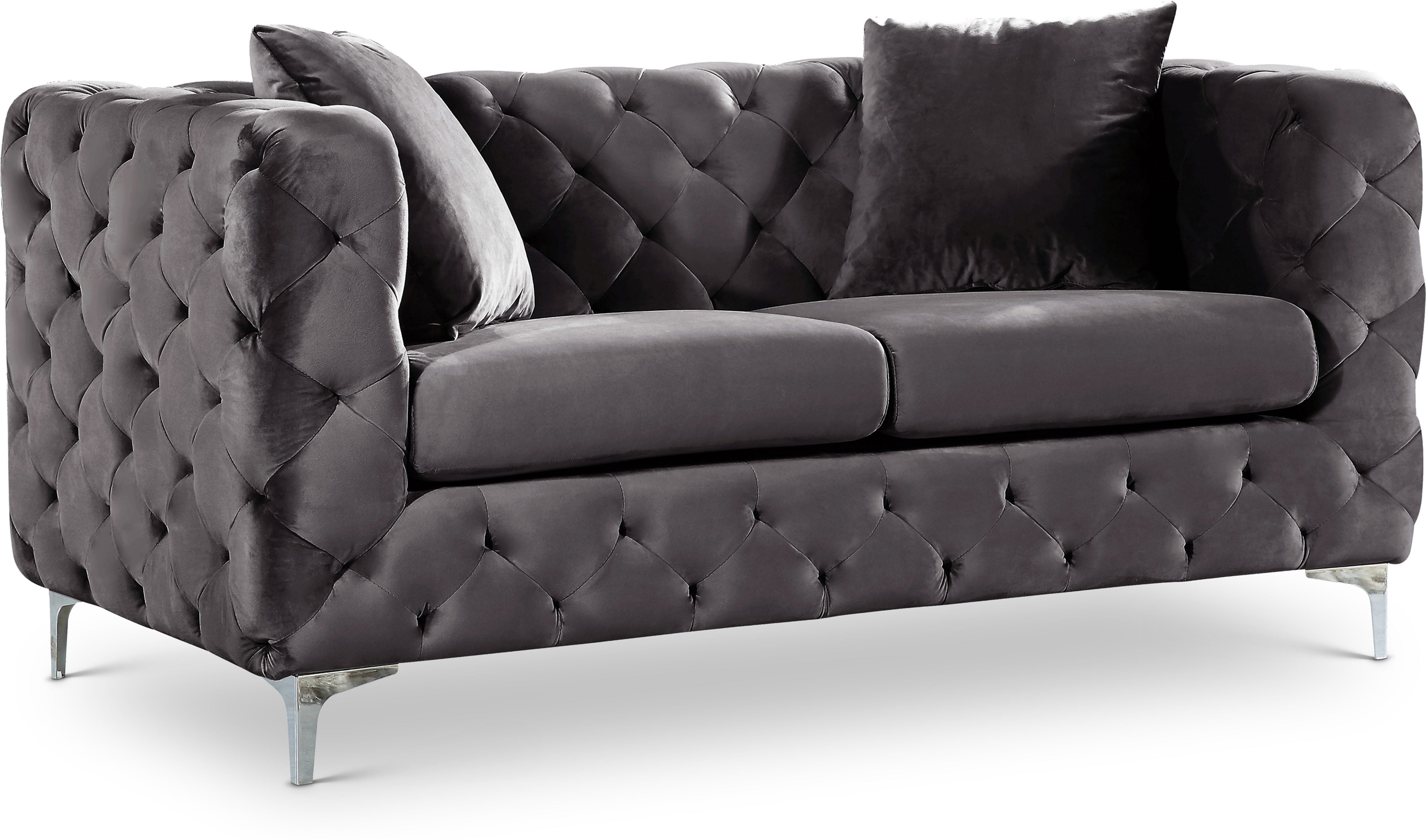 Scarlett Grey Velvet Loveseat