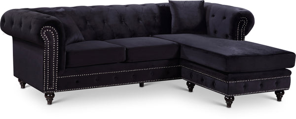 Sabrina Black Velvet 2pc. Reversible Sectional