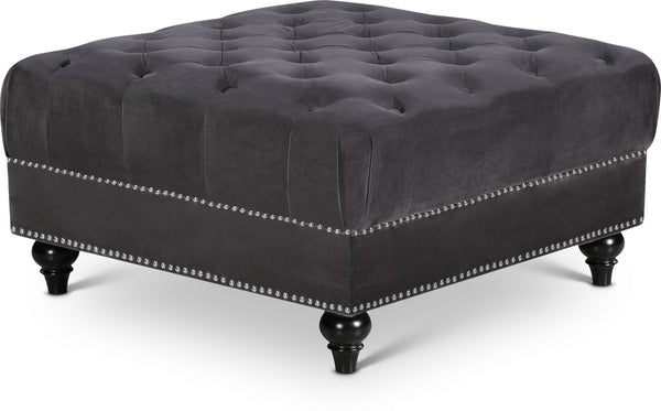 Sabrina Grey Velvet Ottoman