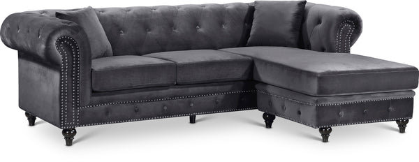 Sabrina Grey Velvet 2pc. Reversible Sectional