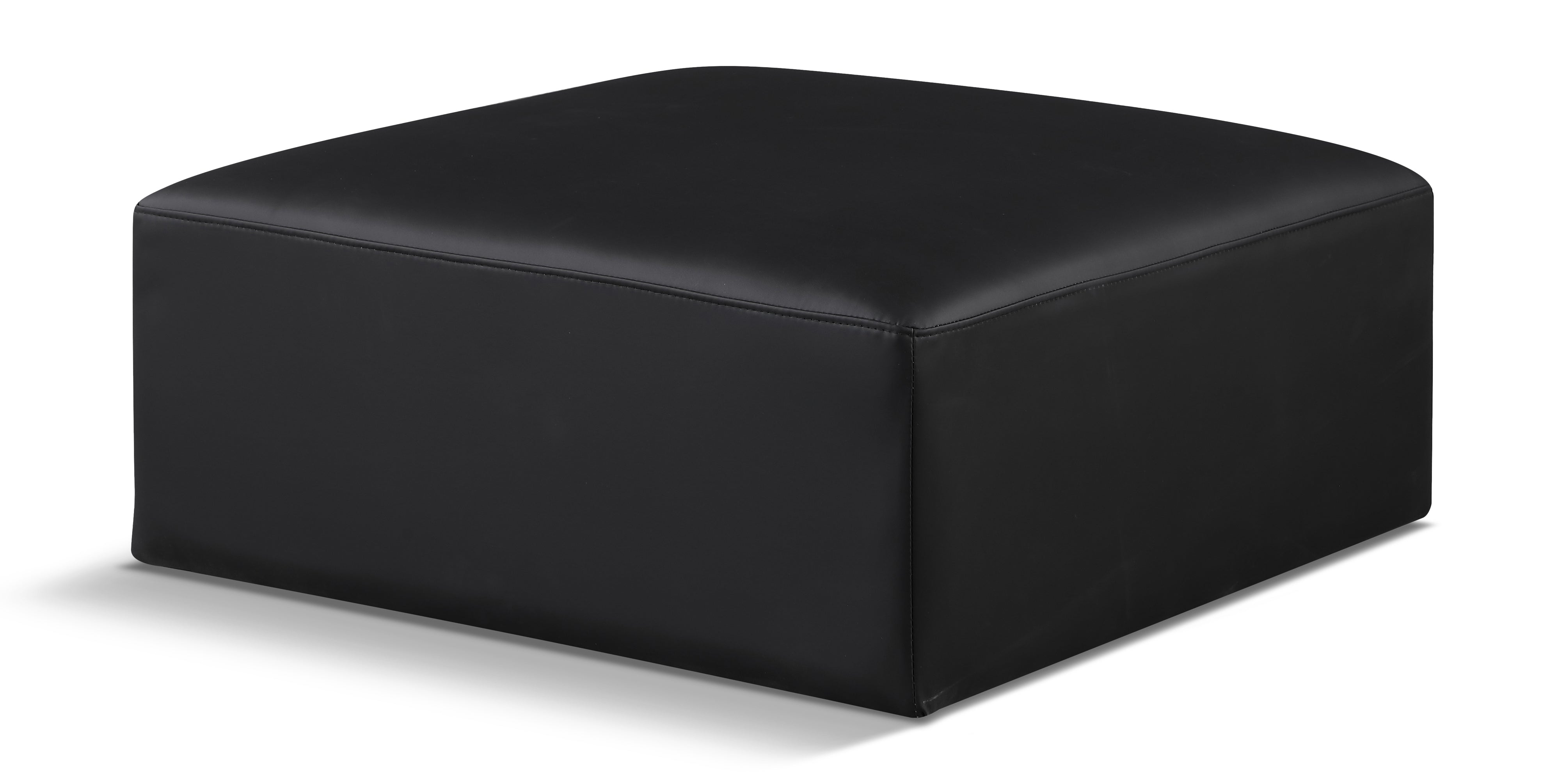 Cube Black Vegan Leather Ottoman