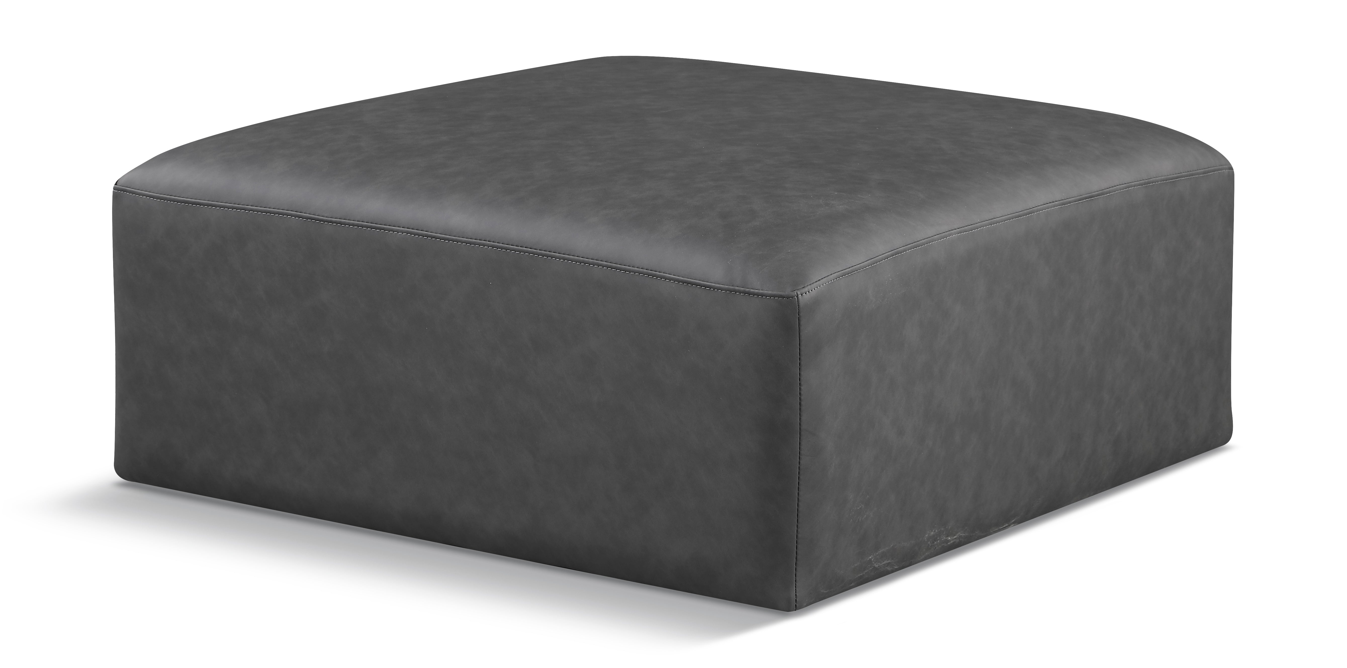 Cube Charcoal Grey Vegan Leather Ottoman