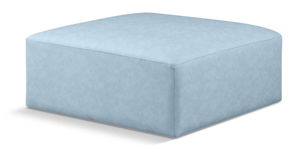 Cube Light Blue Vegan Leather Ottoman