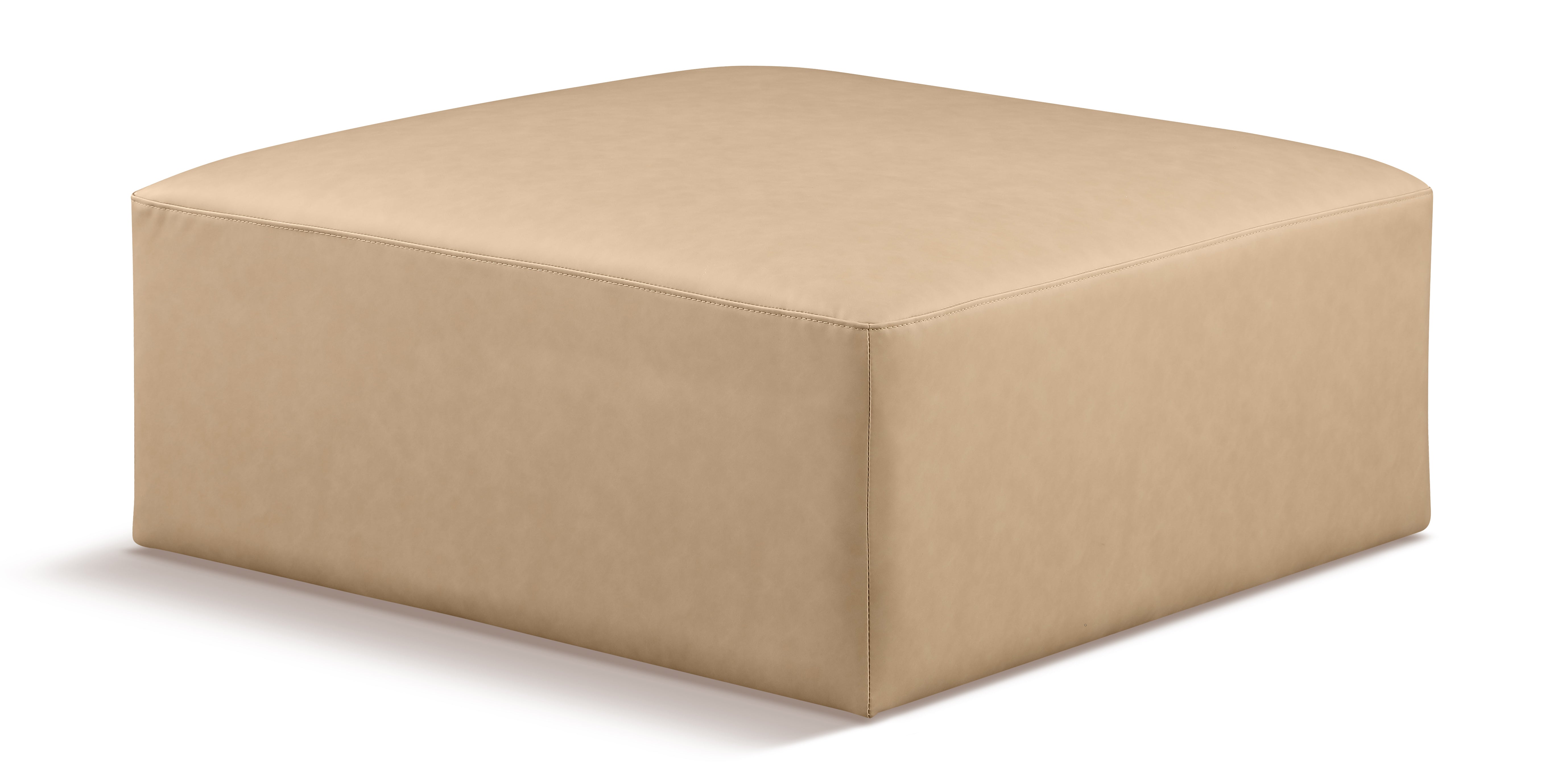 Cube Tan Vegan Leather Ottoman