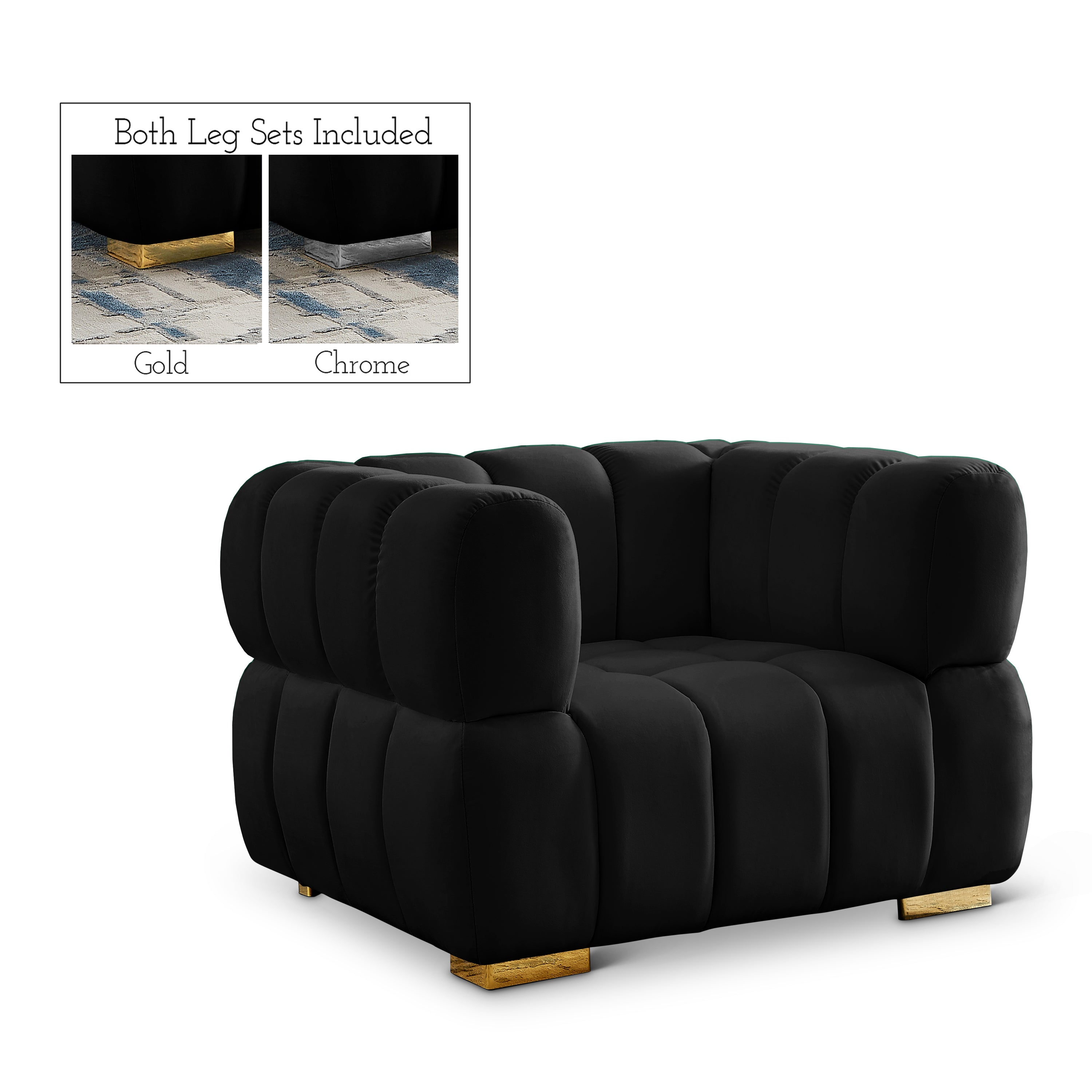 Gwen Black Velvet Chair