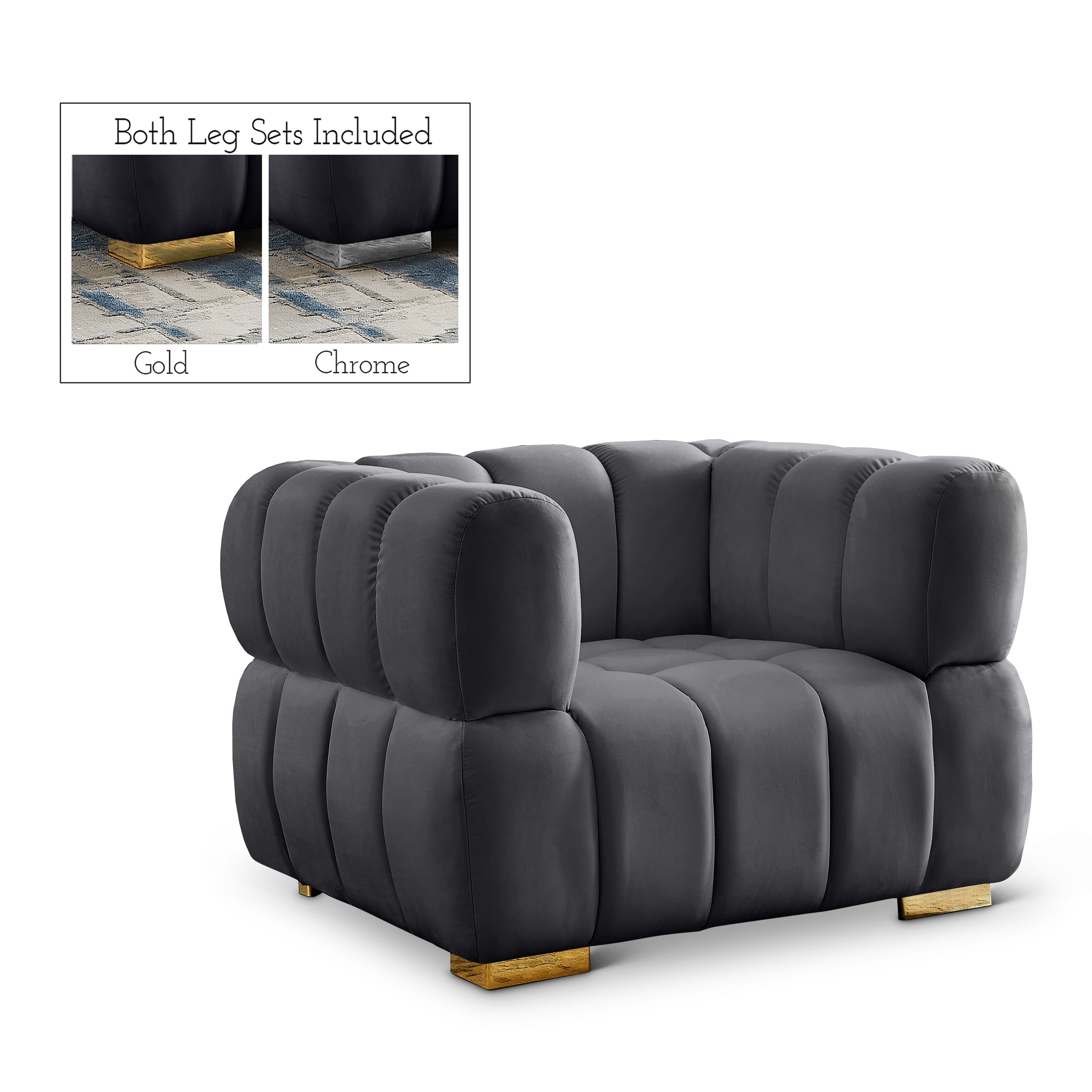 Gwen Grey Velvet Chair