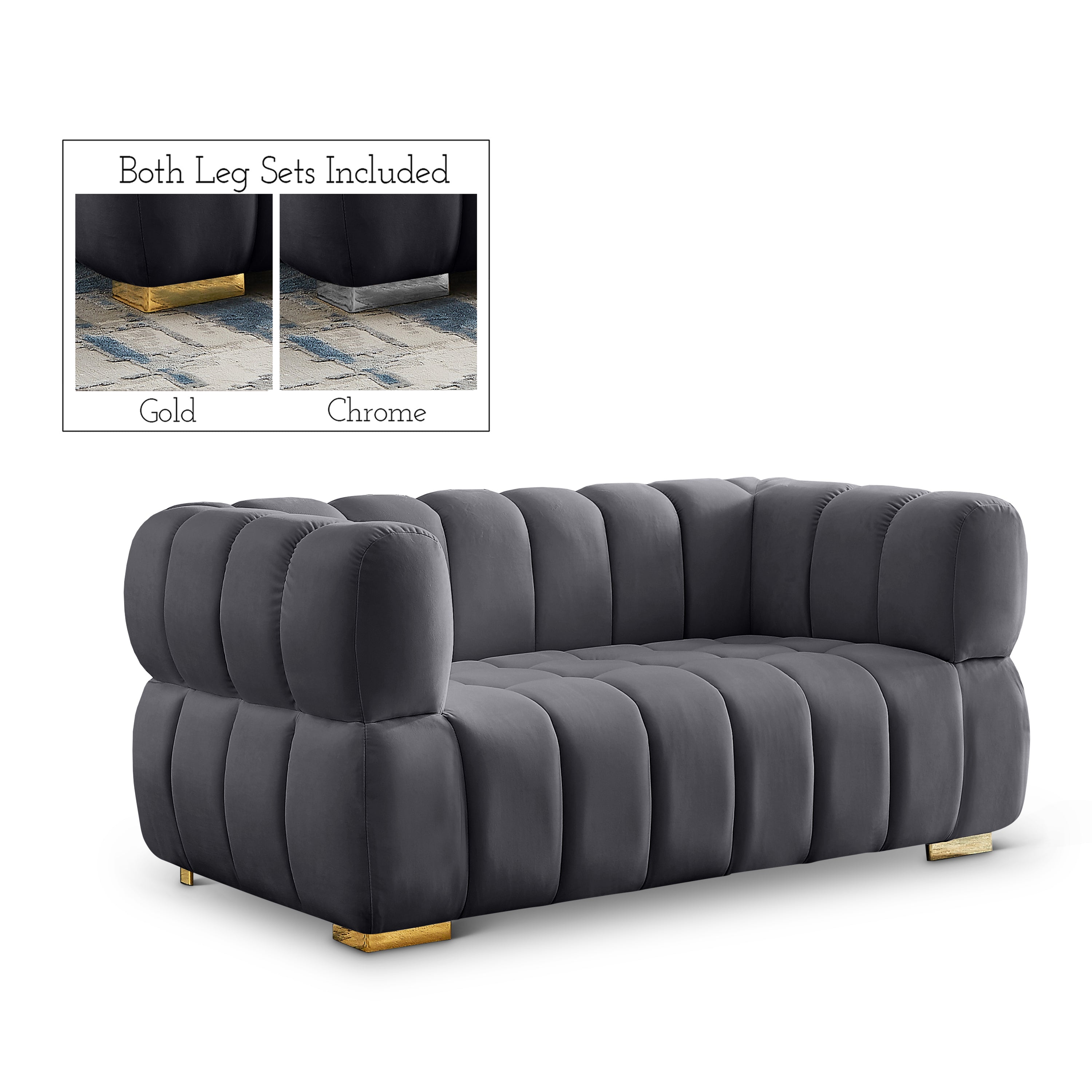 Gwen Grey Velvet Loveseat