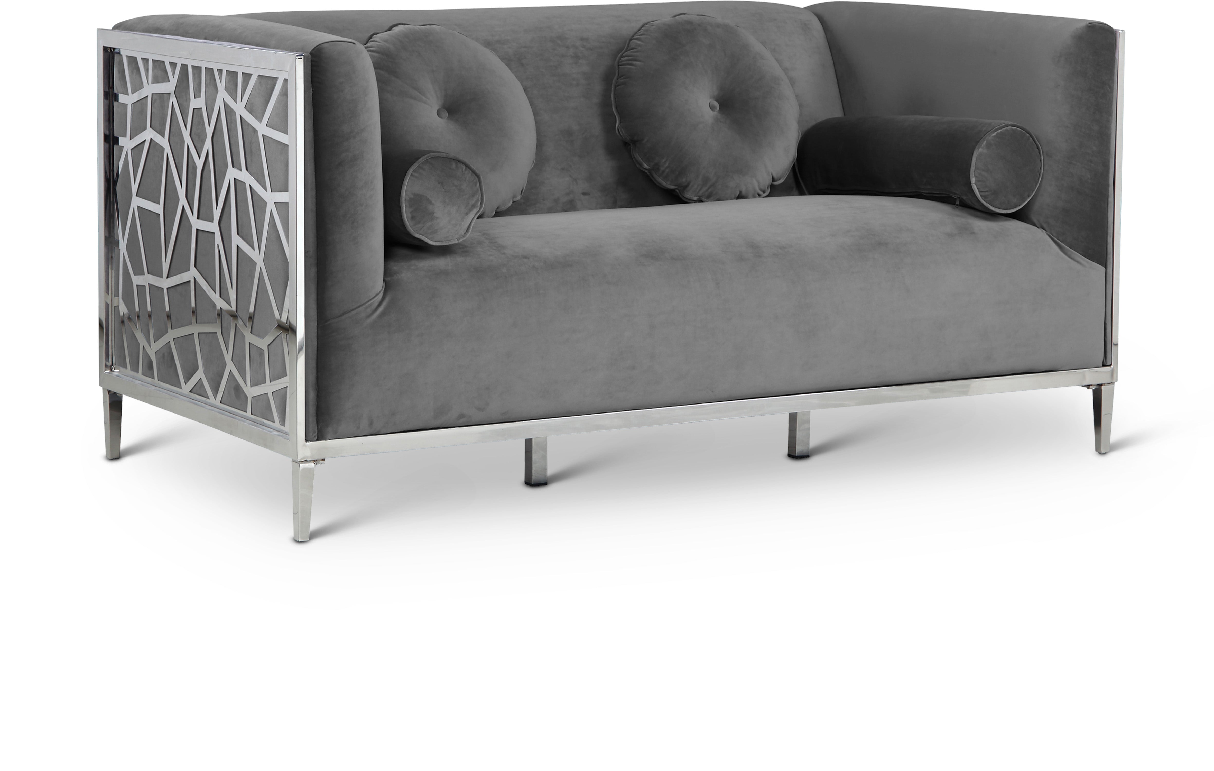 Opal Grey Velvet Loveseat