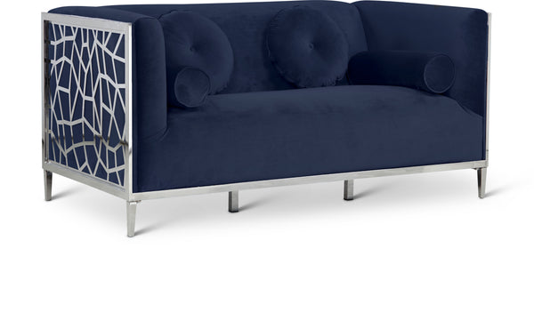 Opal Navy Velvet Loveseat