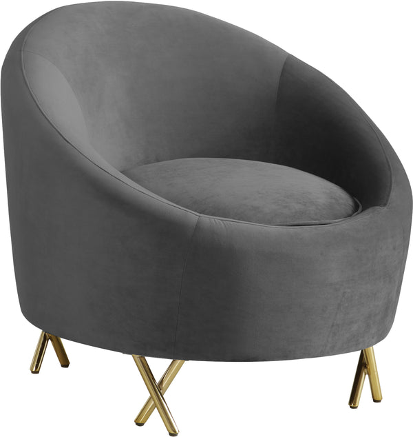 Serpentine Grey Velvet Chair