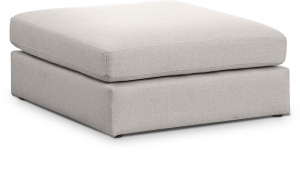 Beckham Beige Durable Linen Textured Fabric Ottoman