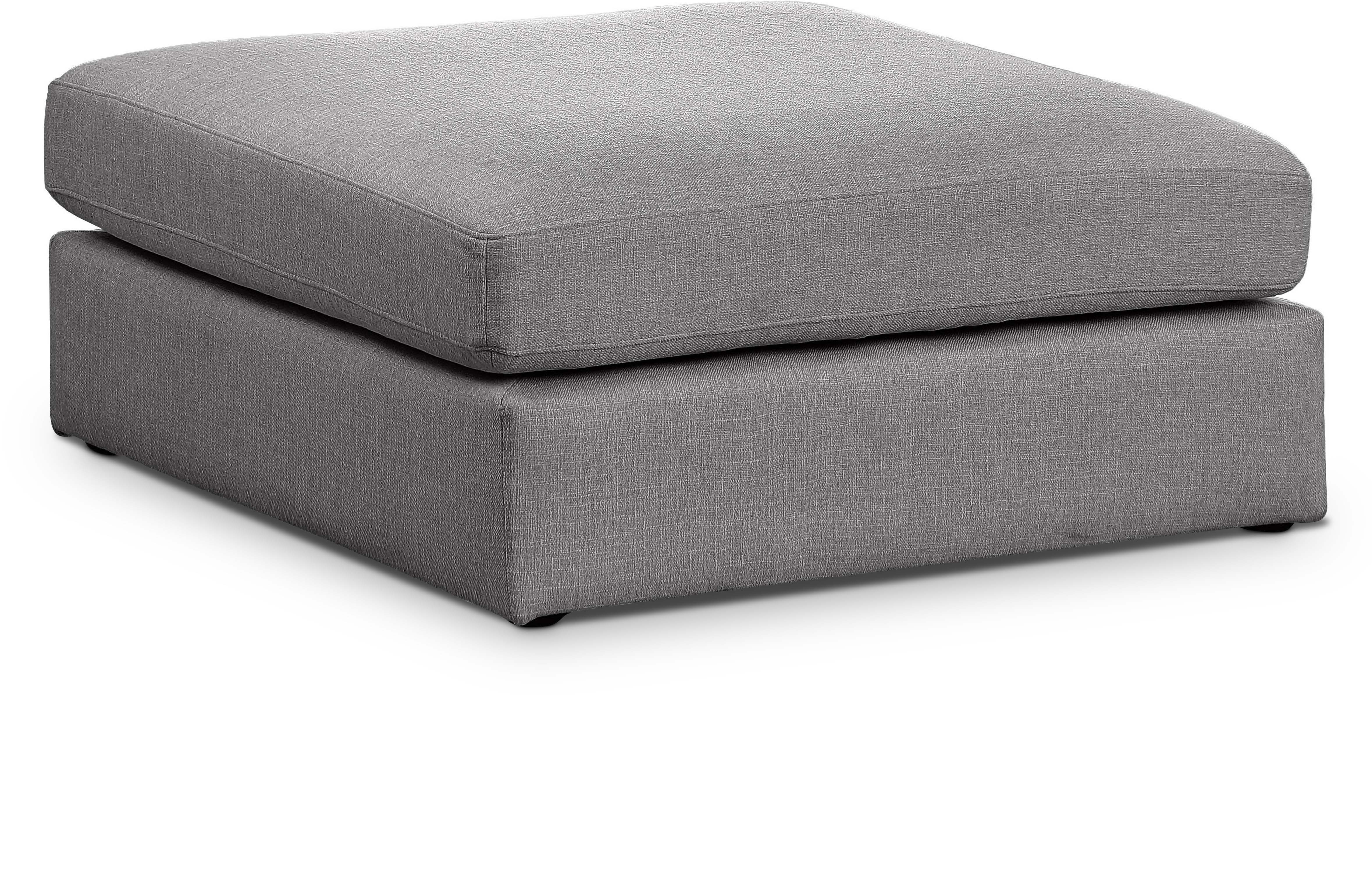 Beckham Grey Durable Linen Textured Fabric Ottoman