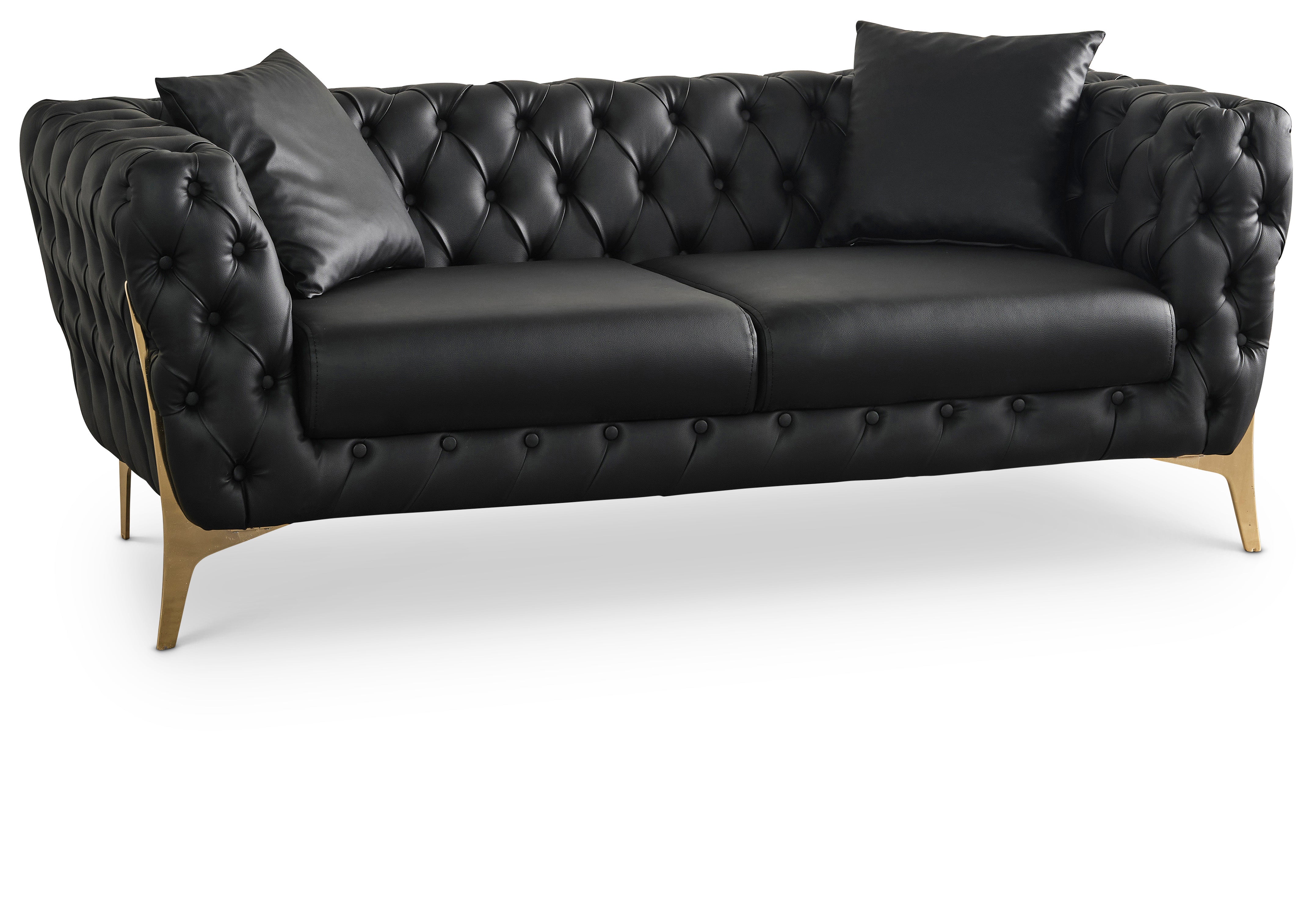 Aurora Black Vegan Leather Loveseat