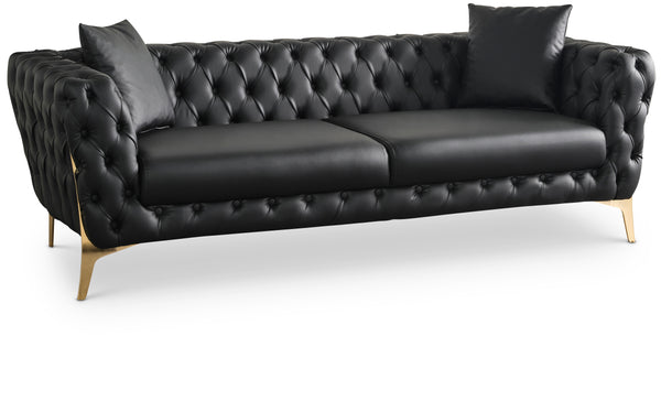 Aurora Black Vegan Leather Sofa