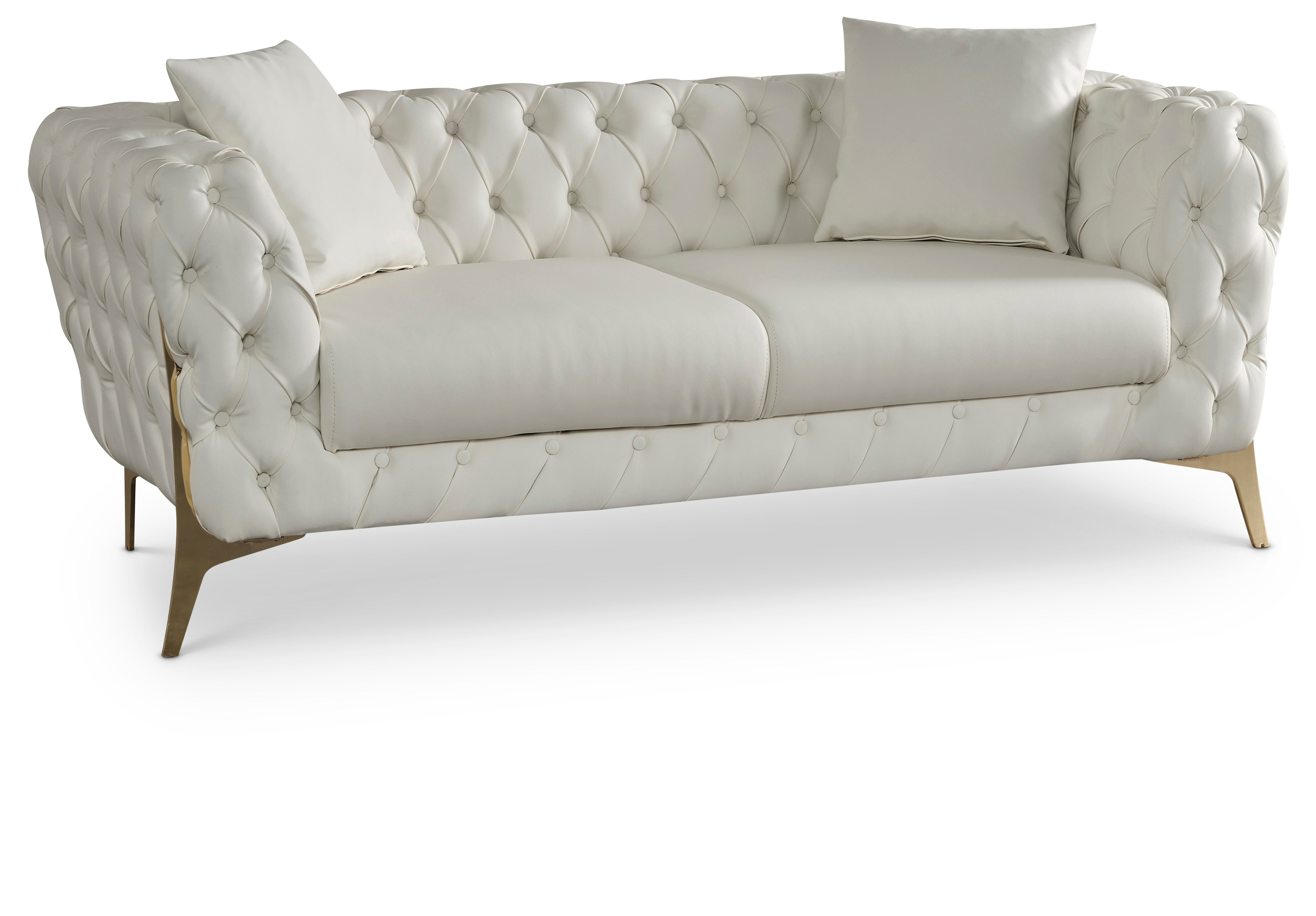 Aurora Cream Vegan Leather Loveseat