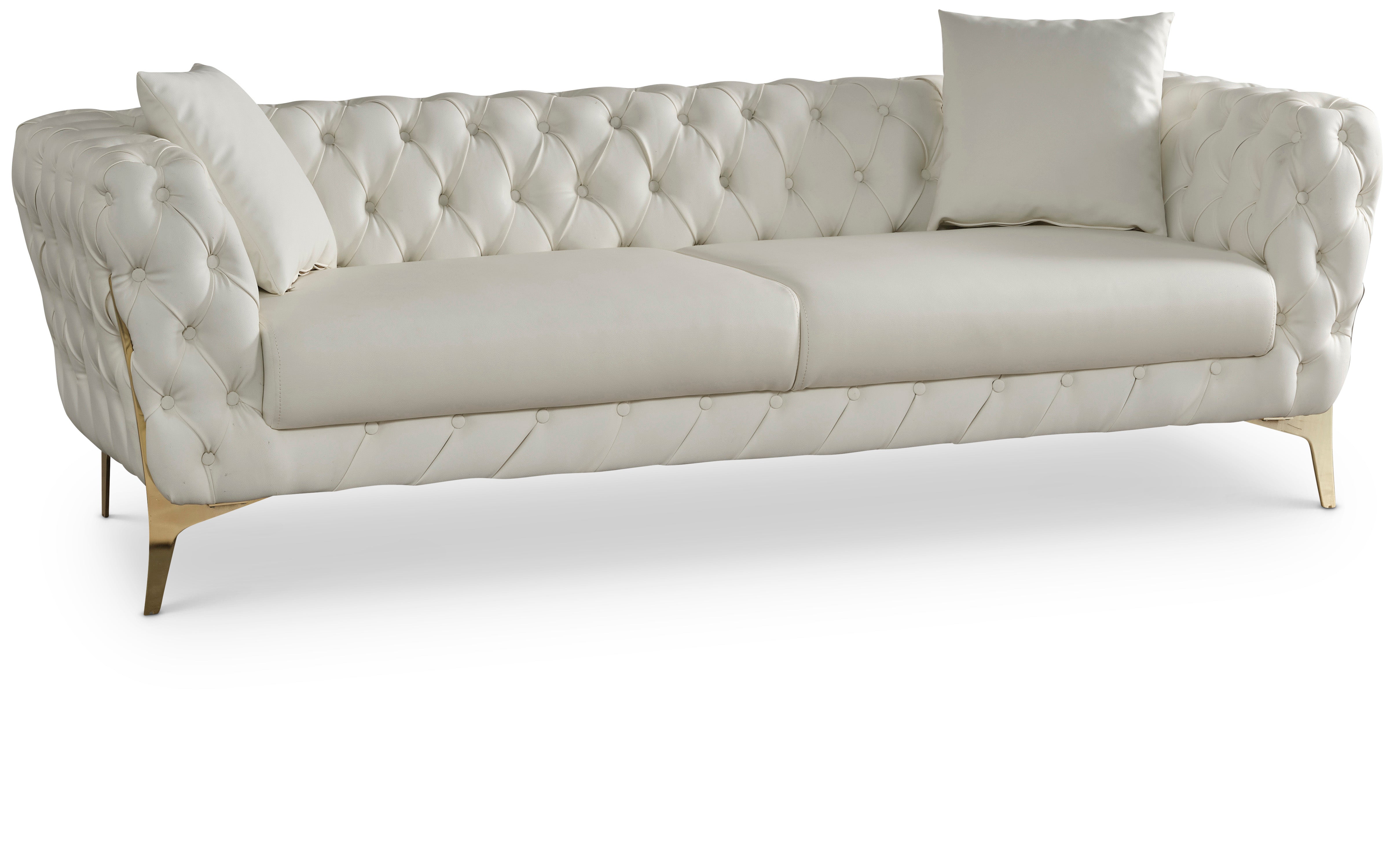 Aurora Cream Vegan Leather Sofa