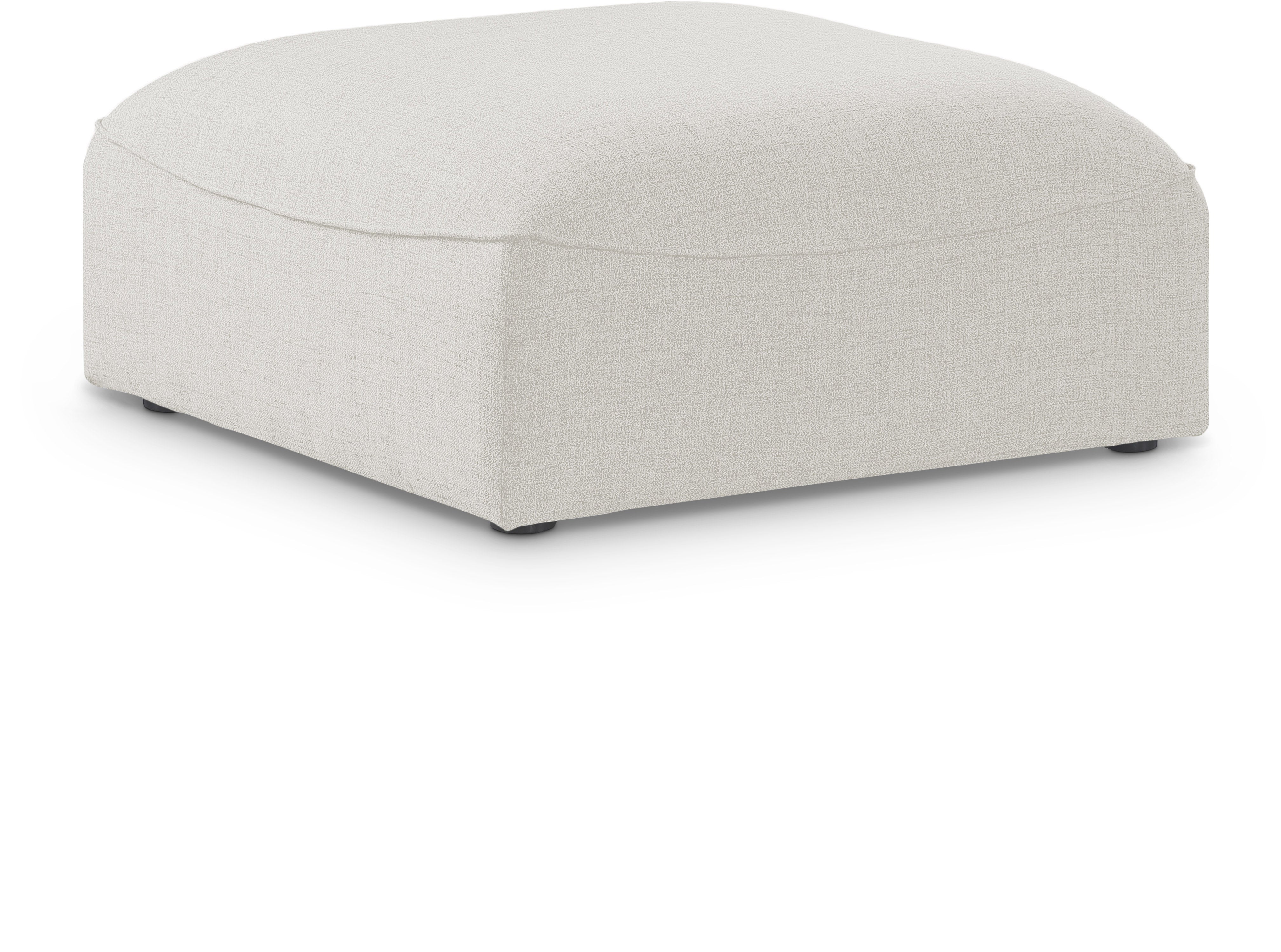 Miramar Cream Durable Linen Textured Ottoman