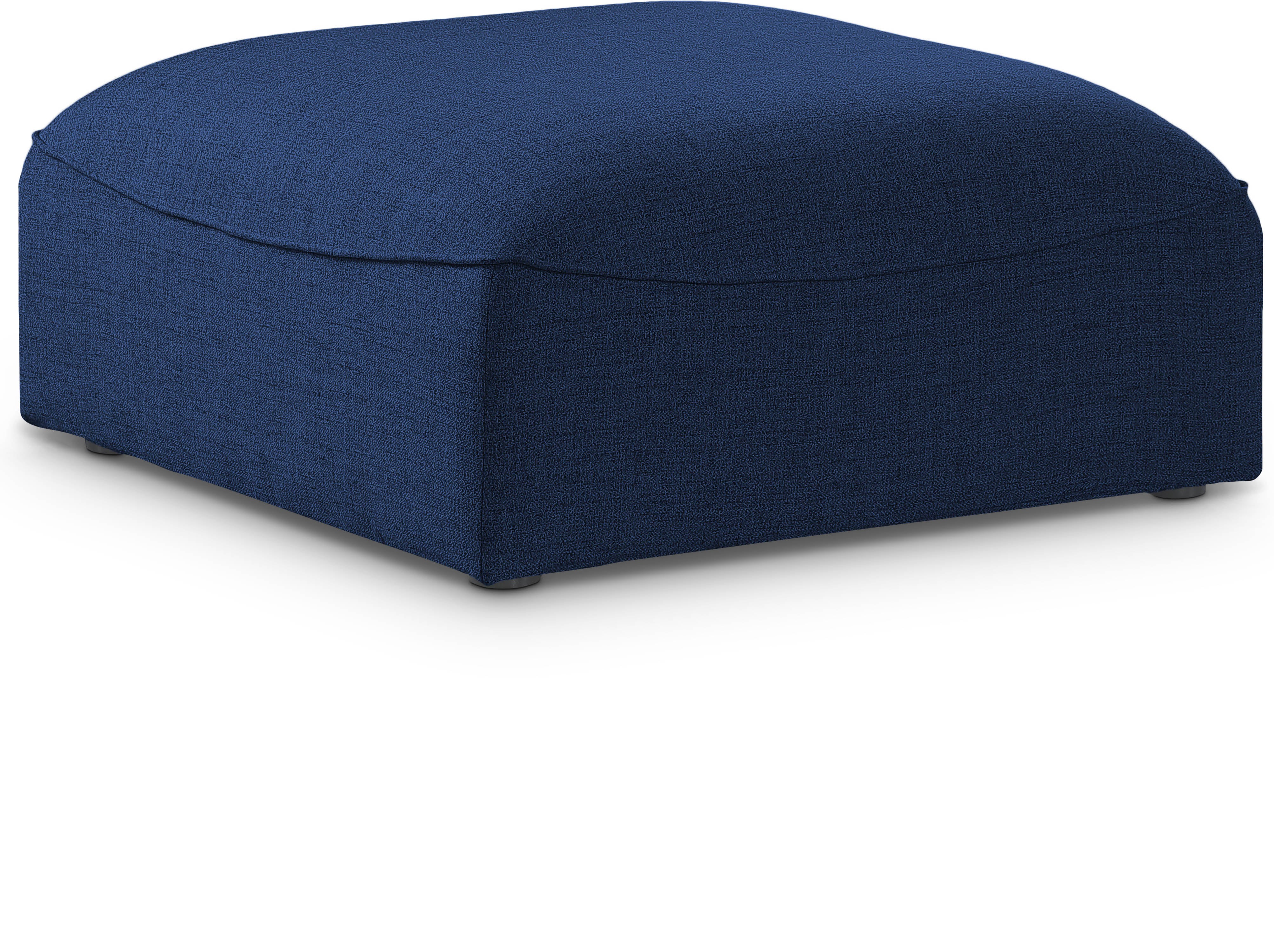 Miramar Navy Durable Linen Textured Ottoman