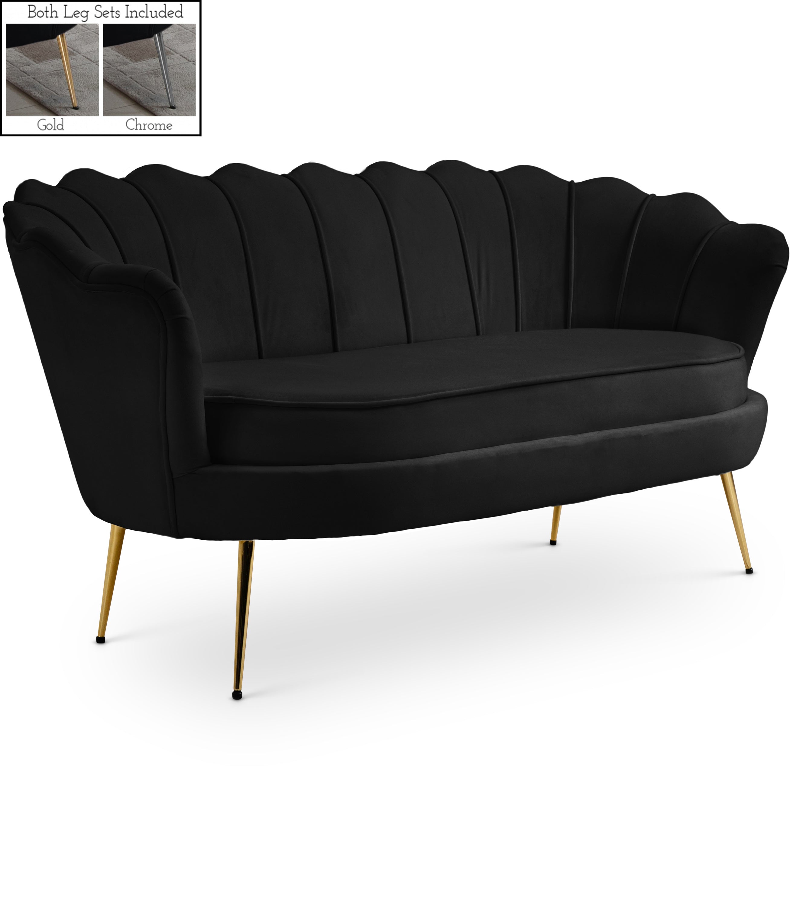 Gardenia Black Velvet Loveseat