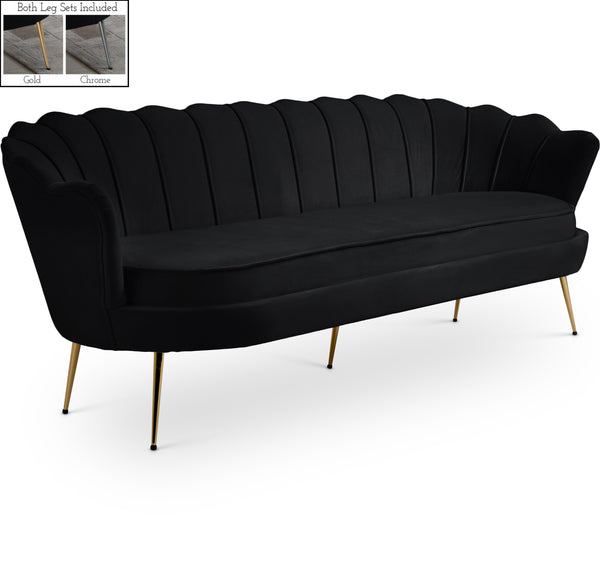 Gardenia Black Velvet Sofa