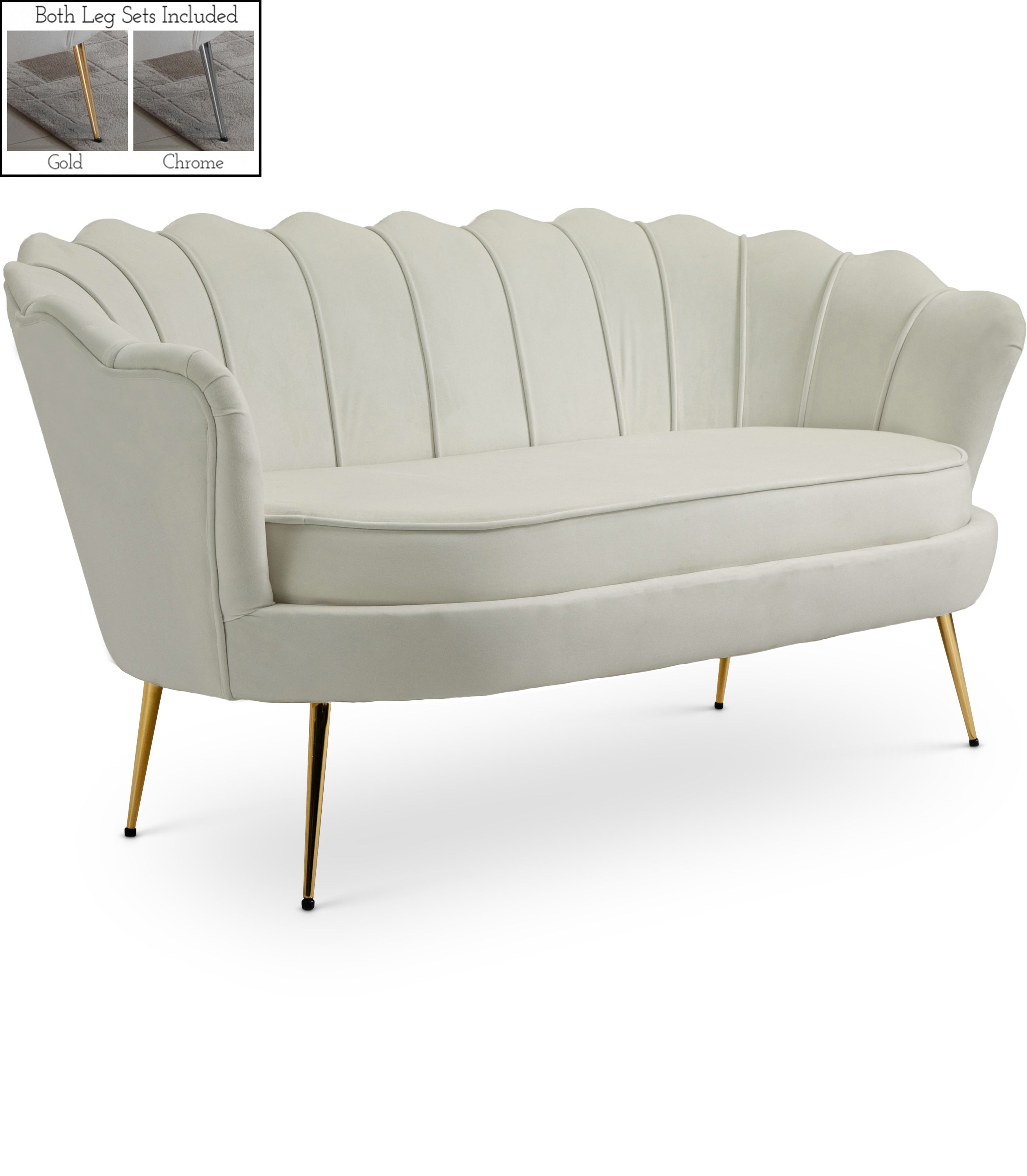 Gardenia Cream Velvet Loveseat