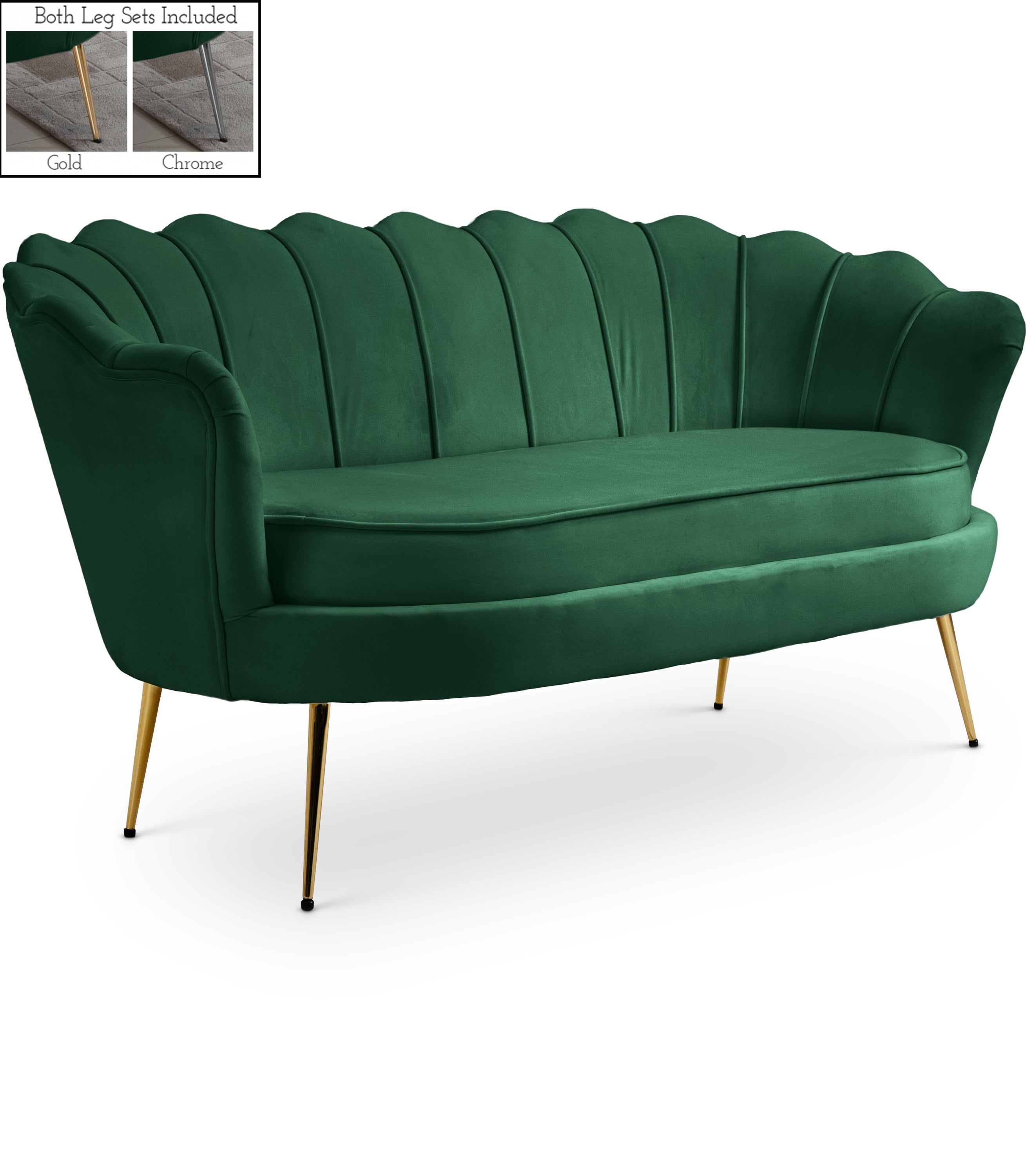 Gardenia Green Velvet Loveseat