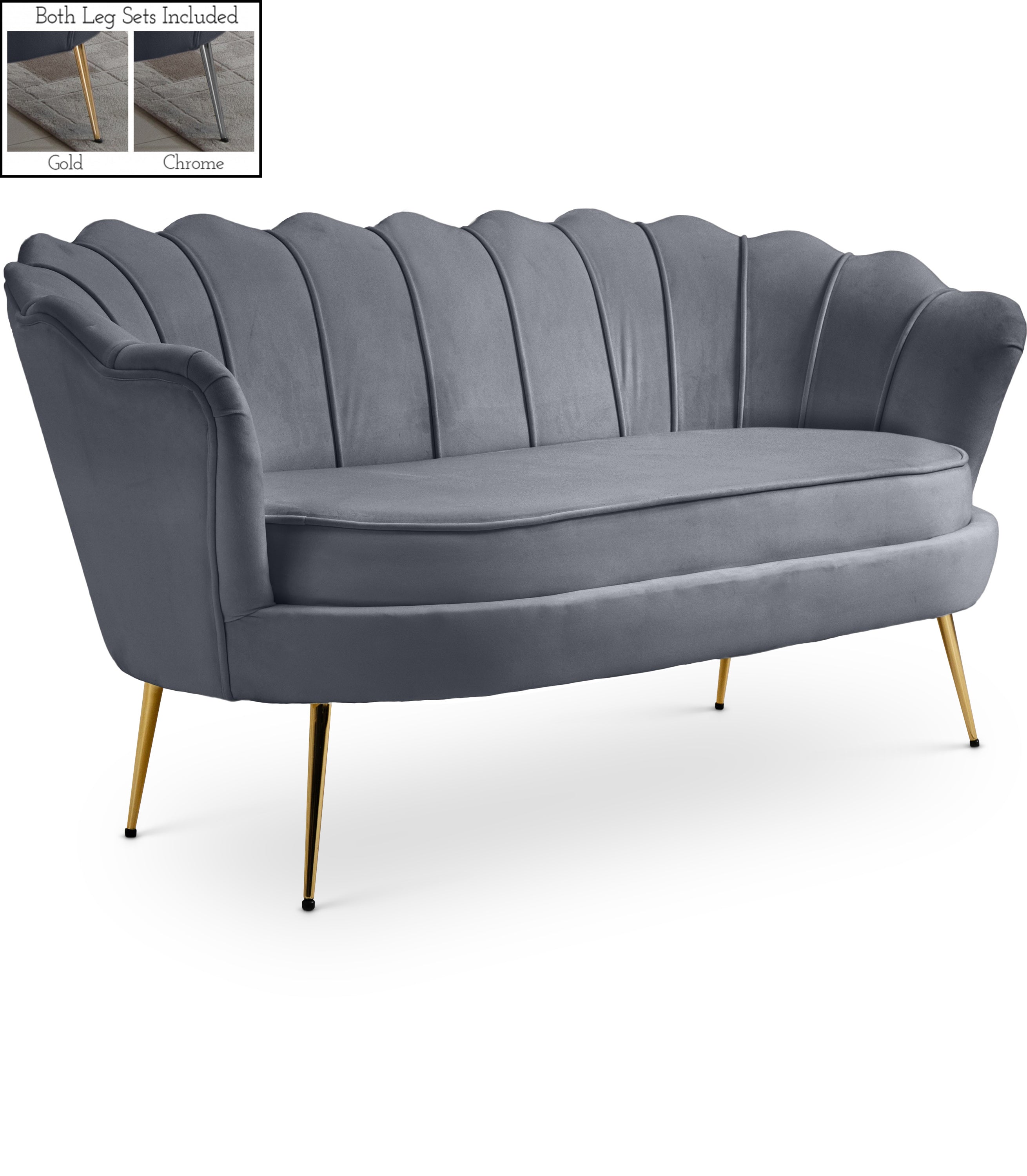 Gardenia Grey Velvet Loveseat