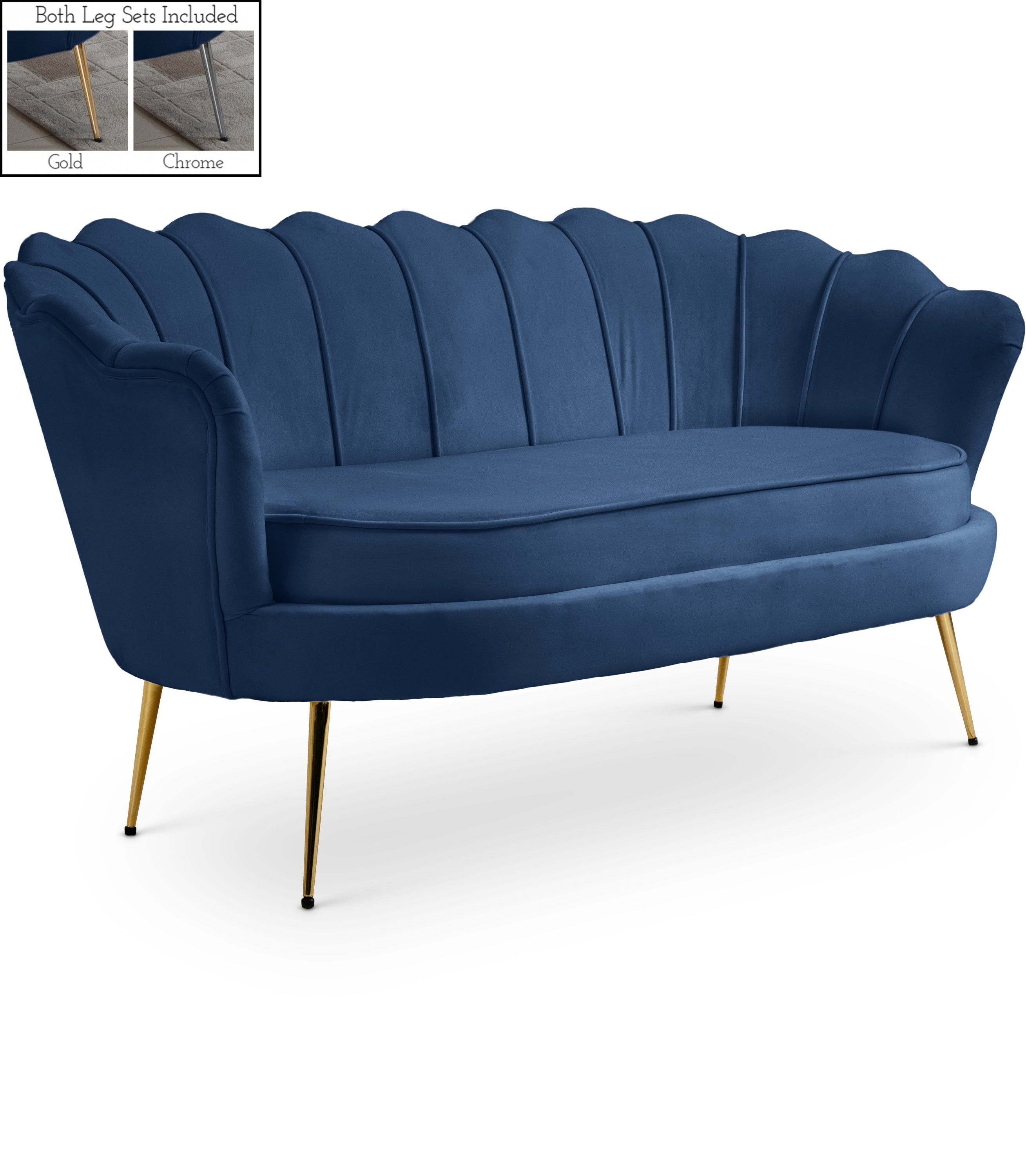 Gardenia Navy Velvet Loveseat