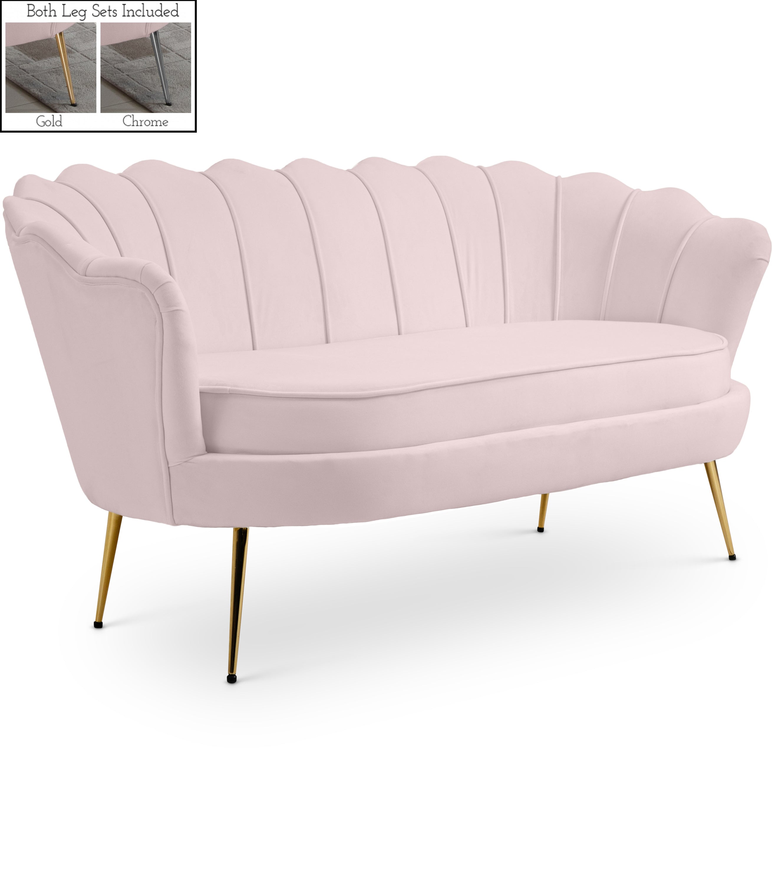 Gardenia Pink Velvet Loveseat