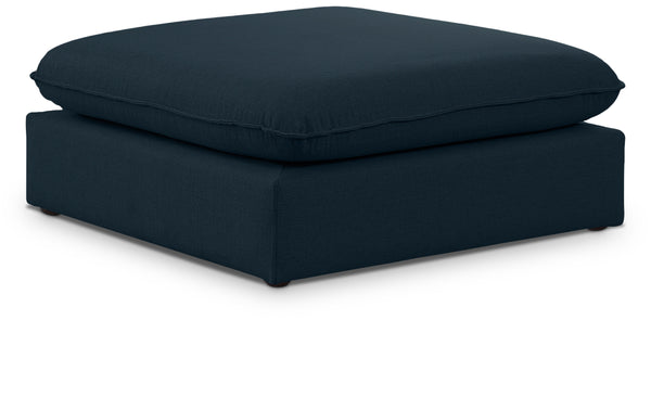 Mackenzie Navy Durable Linen Textured Ottoman