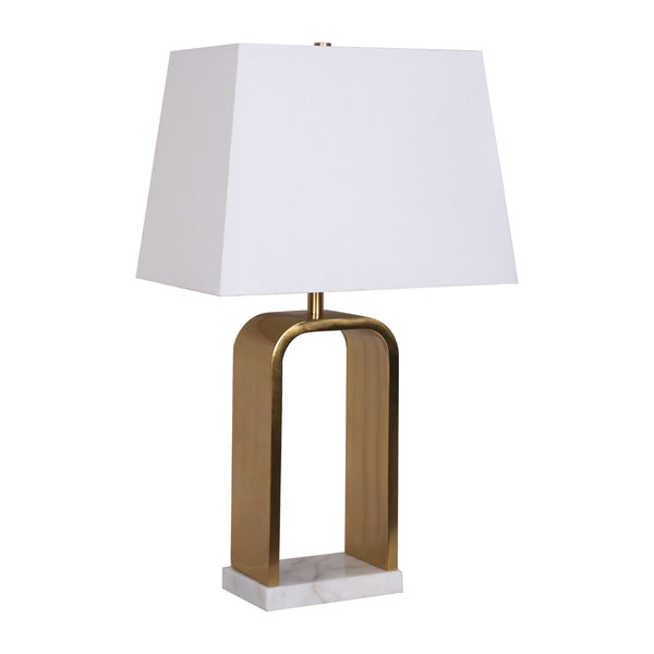 Metal, 25" Classic Table Lamp, Gold/white