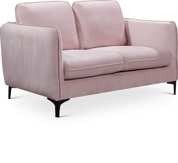 Poppy Pink Velvet Loveseat