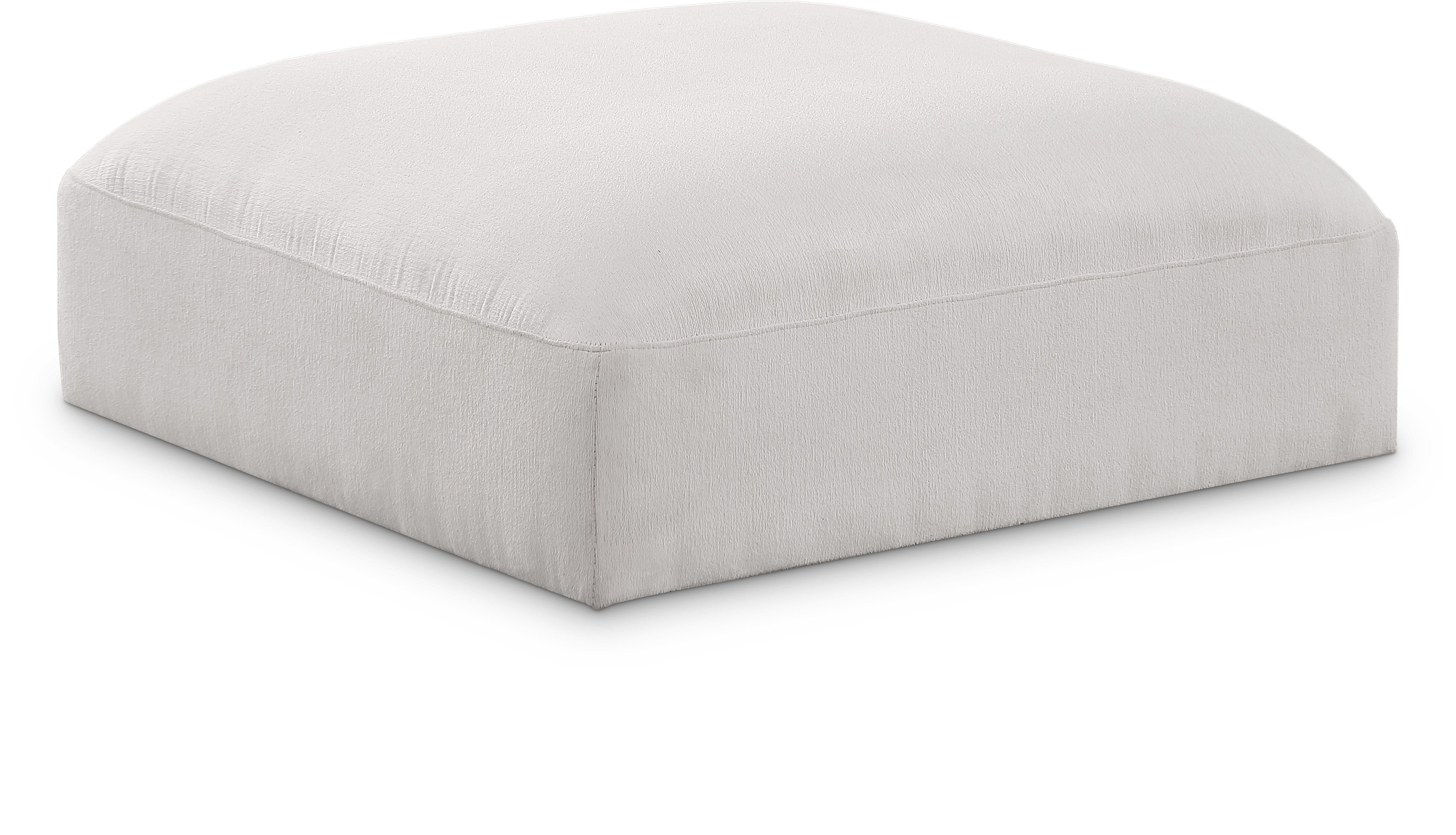 Ease Cream Polyester Fabric Ottoman