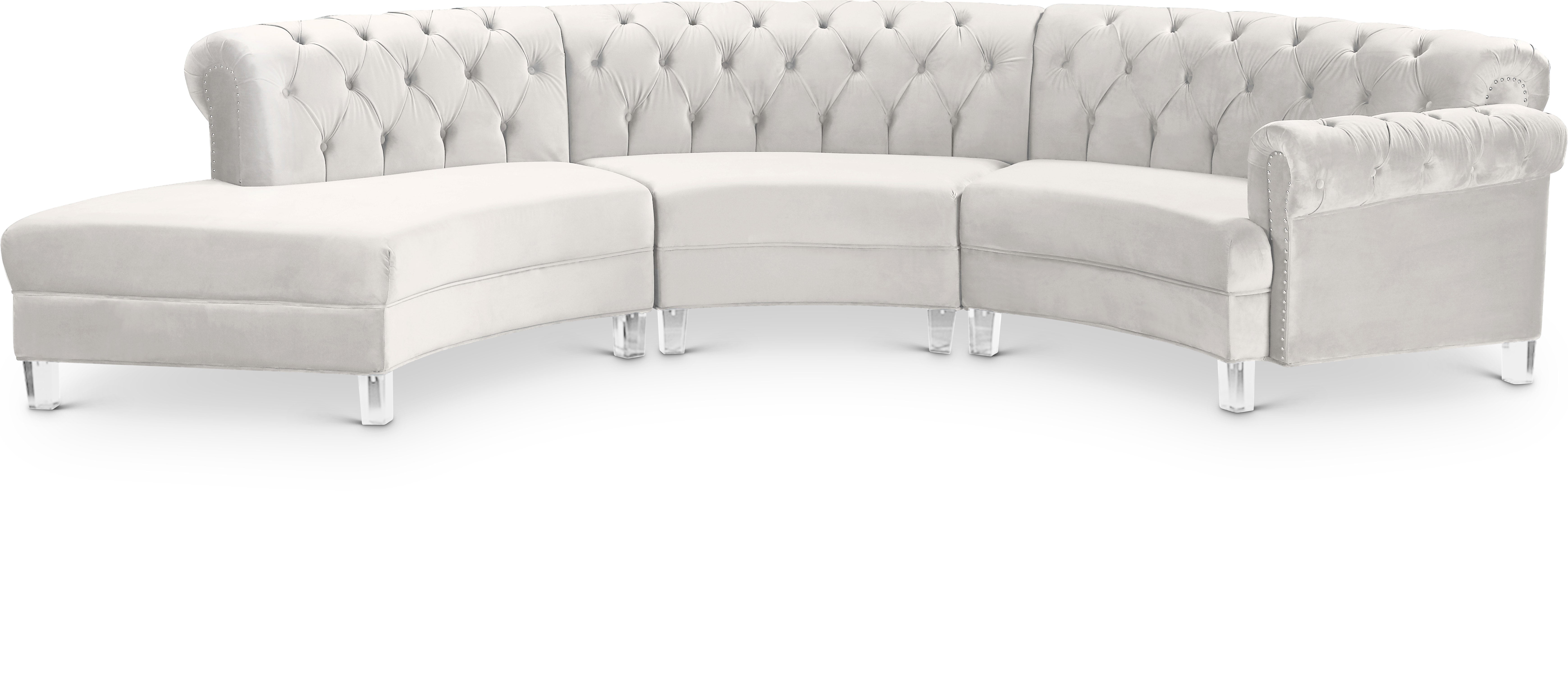 Anabella Cream Velvet 3pc. Sectional