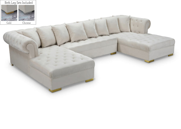 Presley Cream Velvet 3pc. Sectional