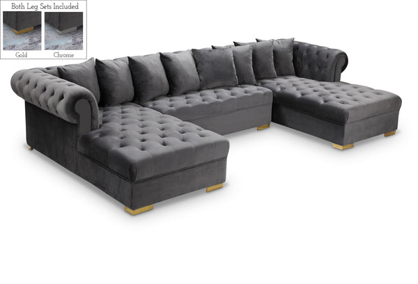 Presley Grey Velvet 3pc. Sectional