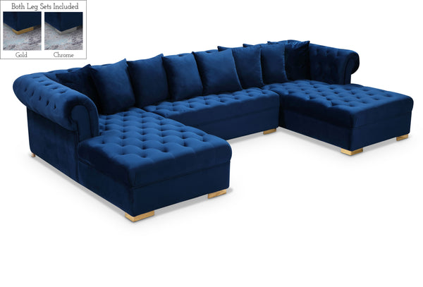 Presley Navy Velvet 3pc. Sectional