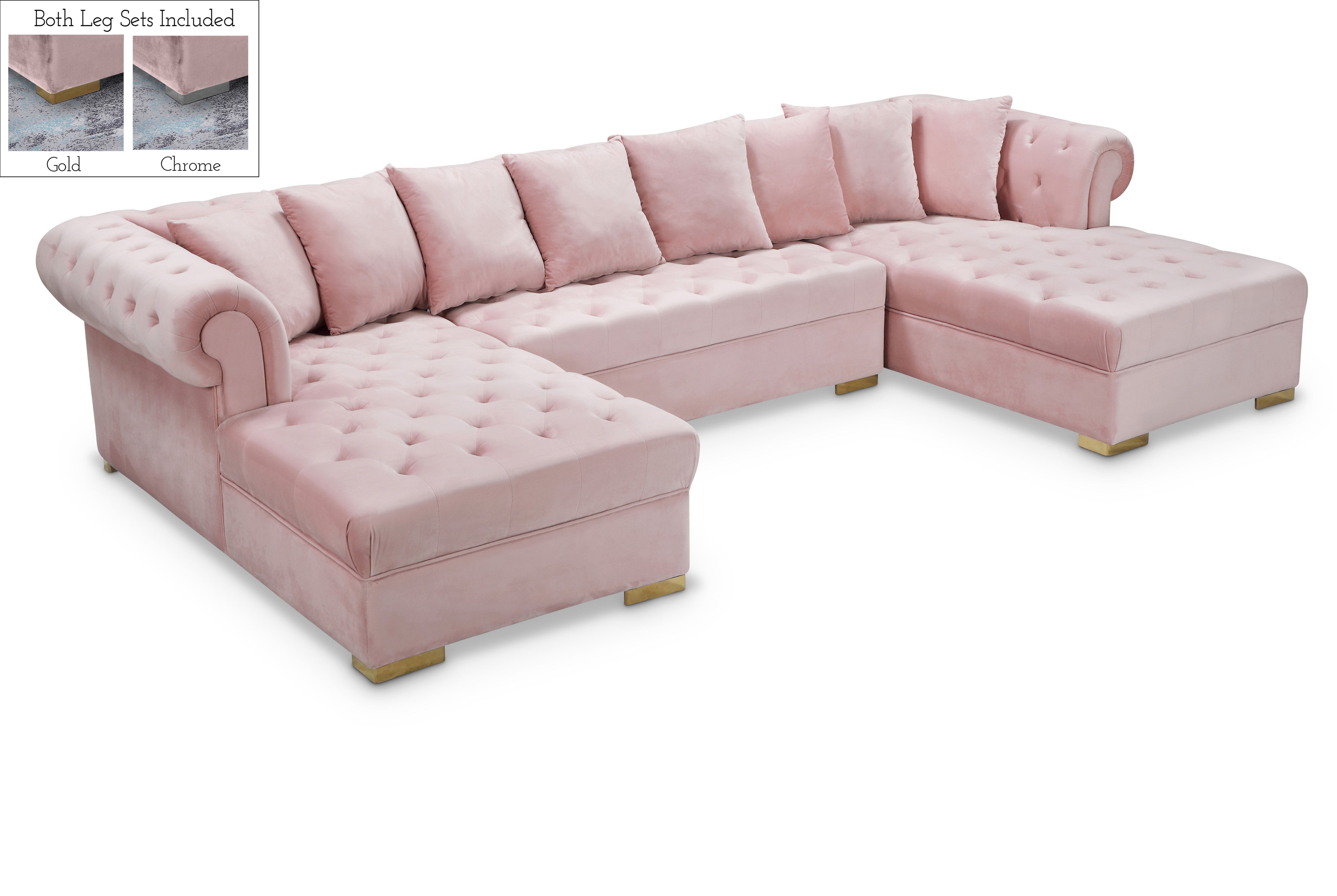 Presley Pink Velvet 3pc. Sectional