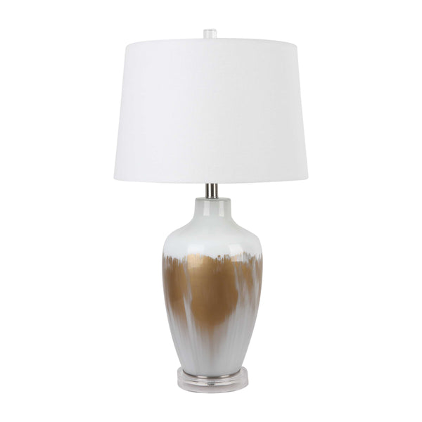 Glass 27" Reactive Table Lamp, White/gold