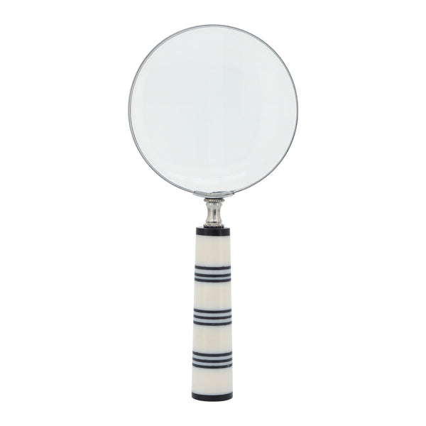 Resin, 4"d Striped Magnifying Glass, Black/white