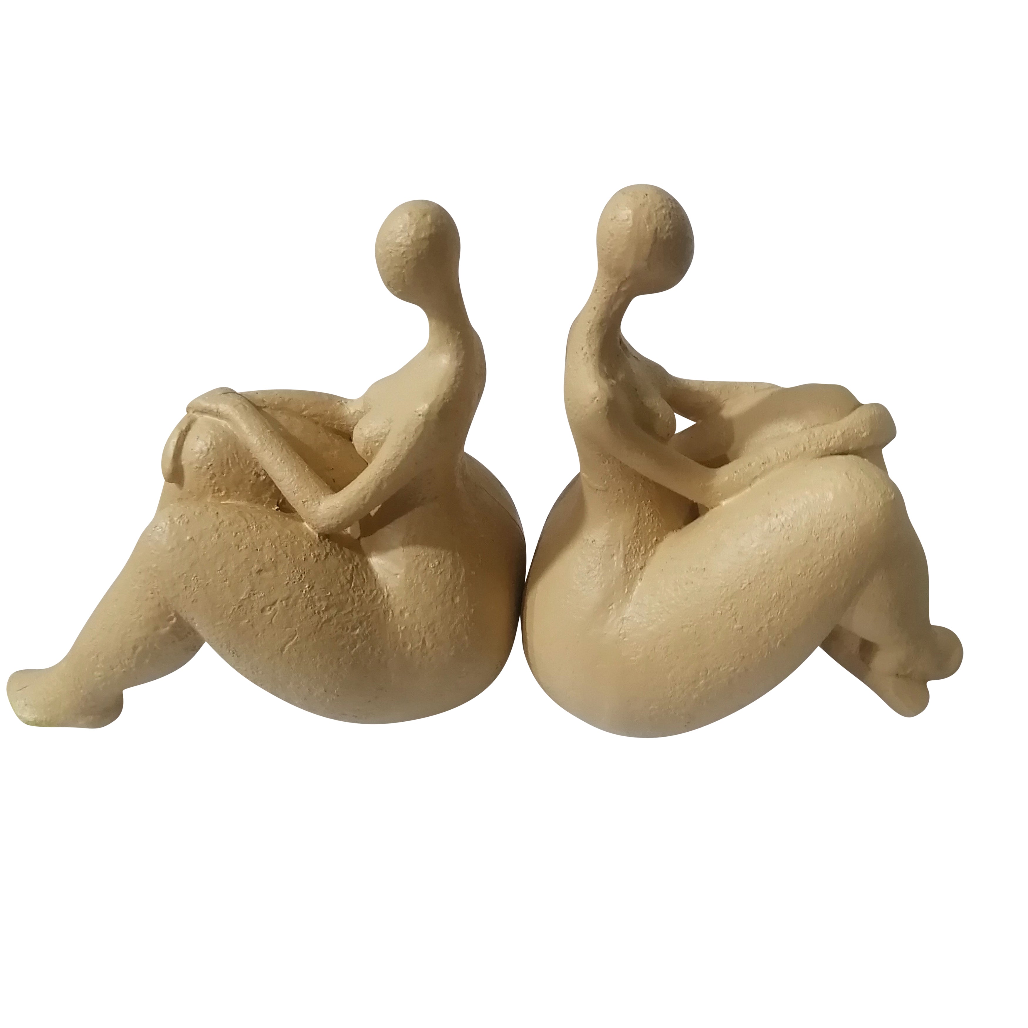 S/2 Sitting Ladies Bookends, Tan