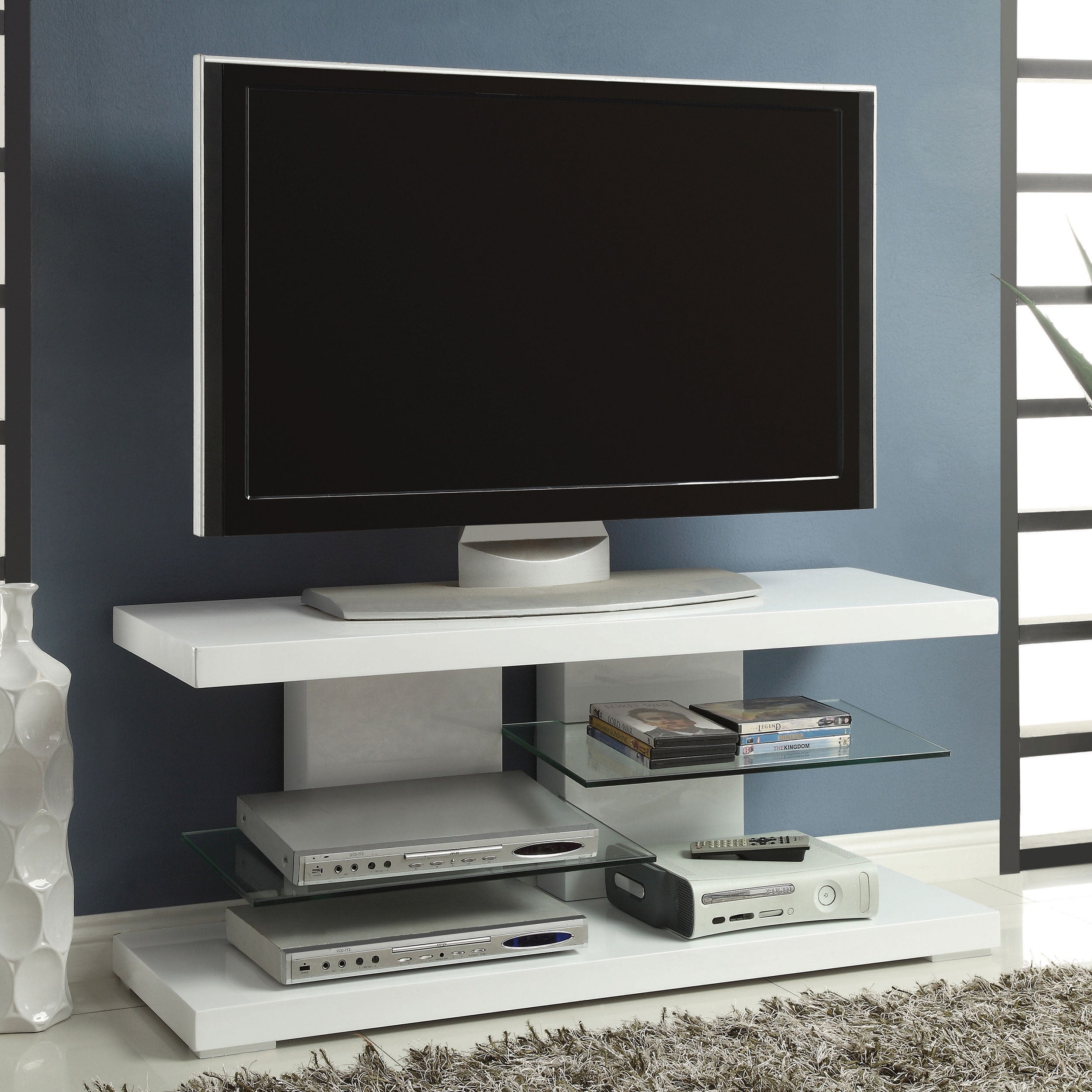 Cogswell 2-shelf TV Console Glossy White