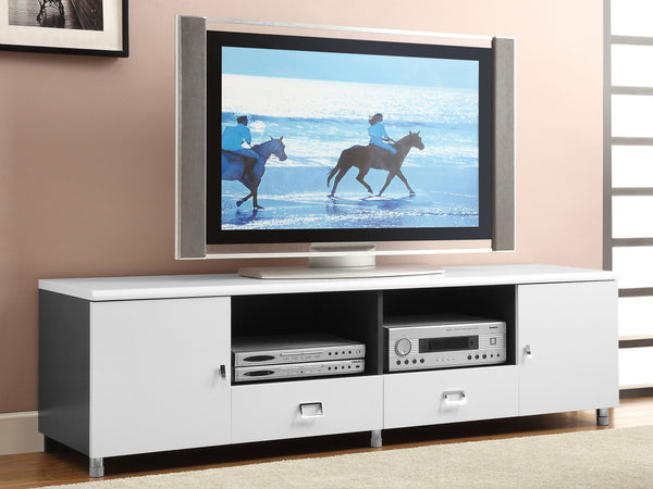 Burkett 2-drawer TV Console White and Grey