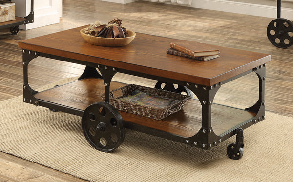 Shepherd Coffee Table with Casters Rustic Brown