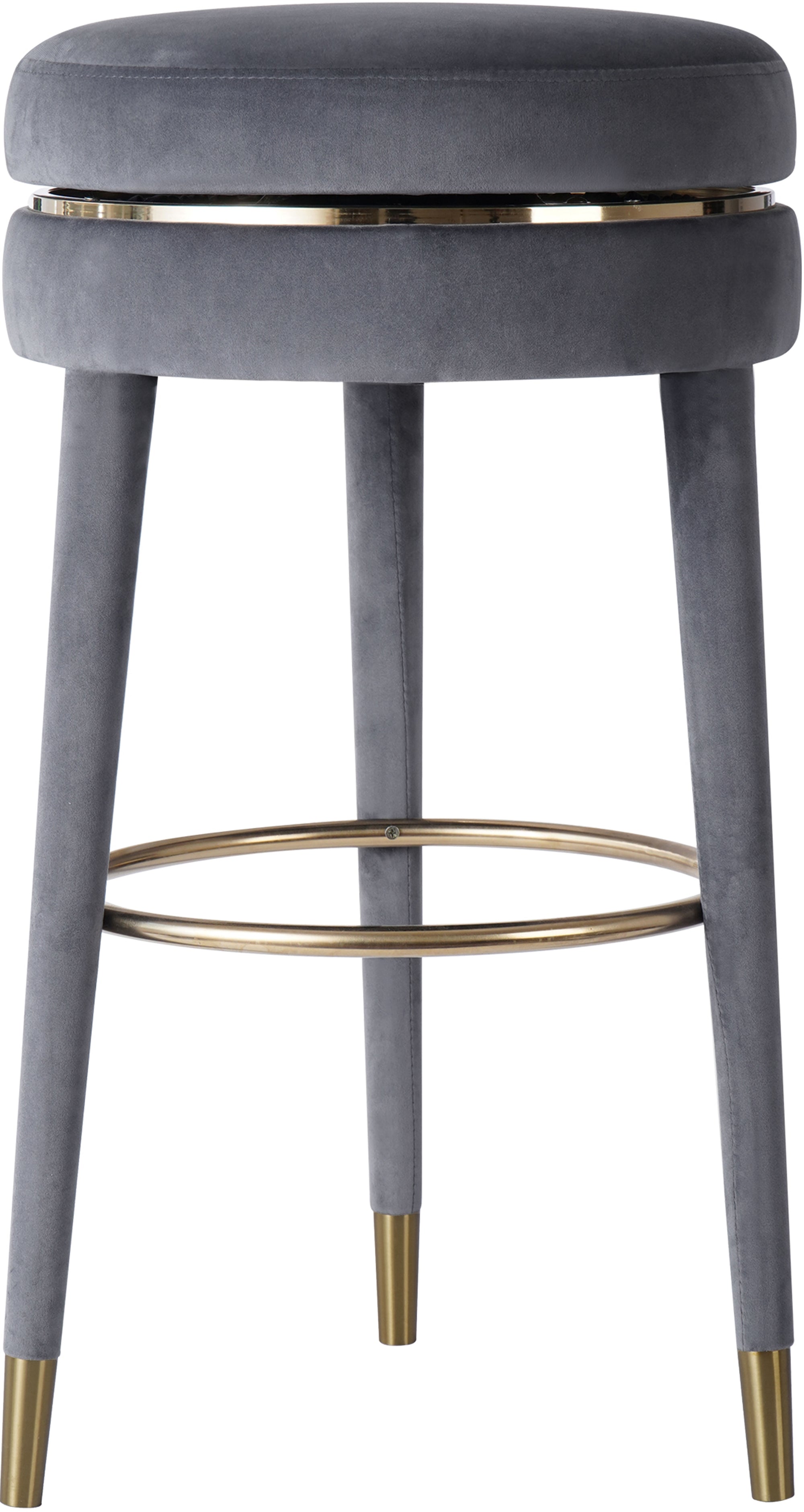 Coral Grey Velvet Counter Stool