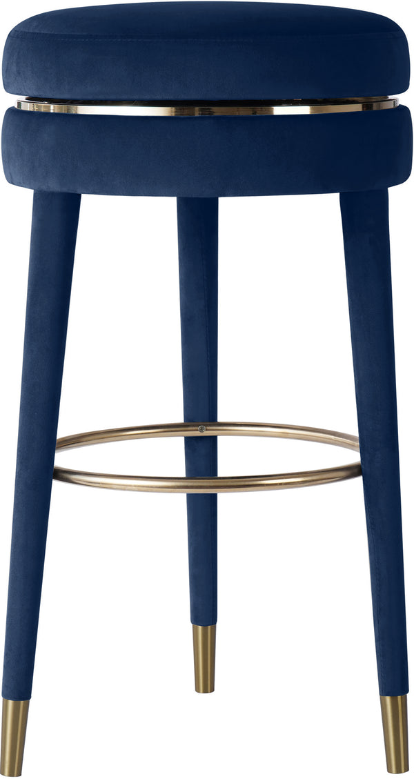 Coral Navy Velvet Counter Stool