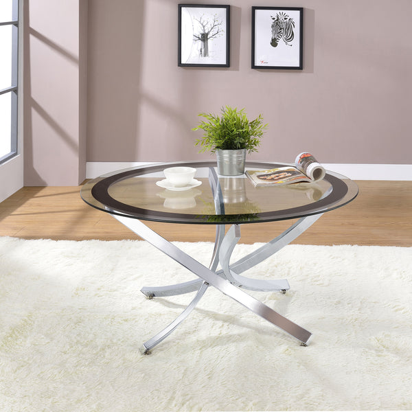 Brooke Glass Top Coffee Table Chrome and Black